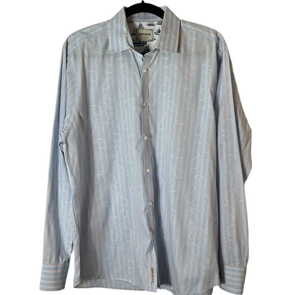 TED BAKER Archive Men's Button‎ Front Shirt Paisley Patter Blue Size 16.5 Neck - Picture 2 of 14